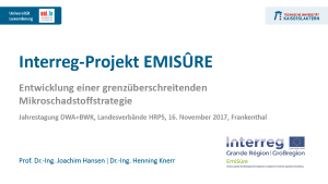 Présentation lors de la Jahrestagung DWA+BWK 2017